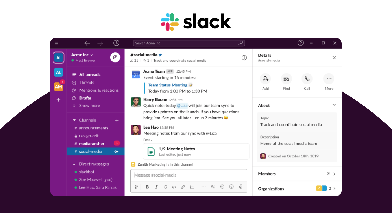 Slack startup